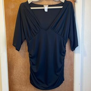 Big Star Made In USA Sz XL V Neckline Sparkling Black Top